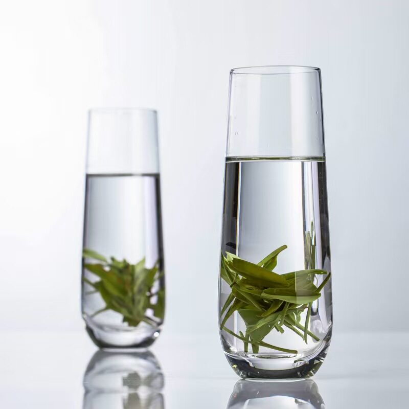 【可尔】新款绿茶杯细高玻璃杯猴魁茶楼专用耐热家用日式杯泡茶杯
