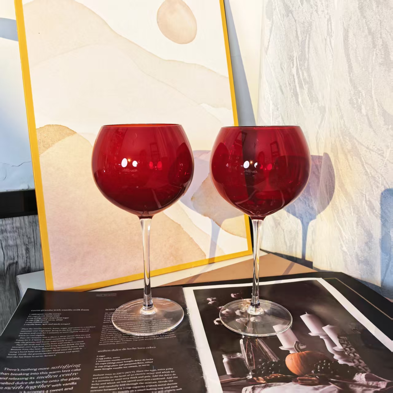 法国原单复古红色高脚杯