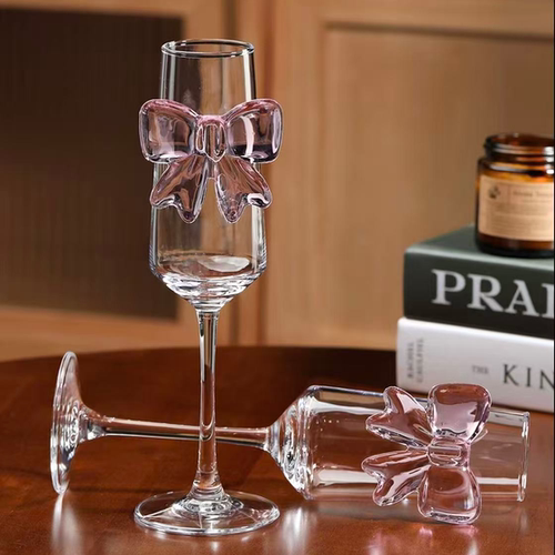 个性粉色蝴蝶高脚香槟杯