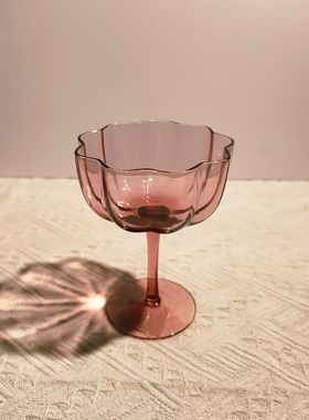 【可尔】水晶玻璃花瓣高脚杯花朵鸡尾酒香槟杯洋酒杯创意紫色D69