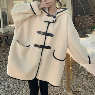 甜美可爱2024秋冬新款连帽中长款外套韩版休闲时尚加绒学生大衣