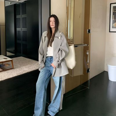 韩系风衣外套女2025春秋季新款感小个子系带英伦收腰短款气质大衣