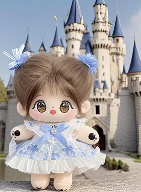 现货20cm棉花娃娃娃衣白色连衣裙仙女清新优雅夏季替换装