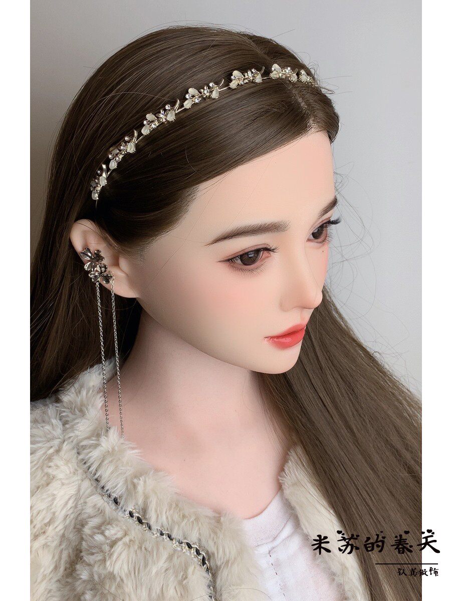 米苏的春天~猫眼石水钻仙女公主百搭发卡森系高级细边外出发箍