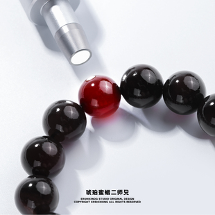 馆藏级·纯翳珀无优化原矿16MM圆珠手串(带产地证书)