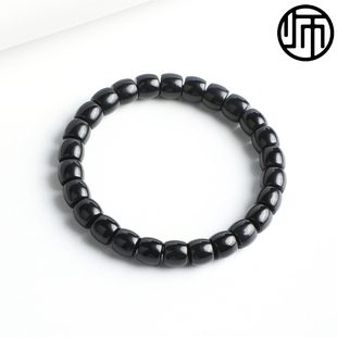 收藏级新疆和田墨玉黑羊脂一细料精工直切极限孤手串7-8