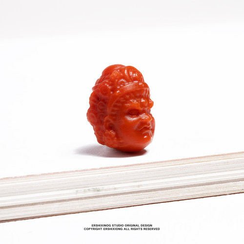 收藏级天然无优化保山南红精品满色满肉黑财神雕刻件配件配珠