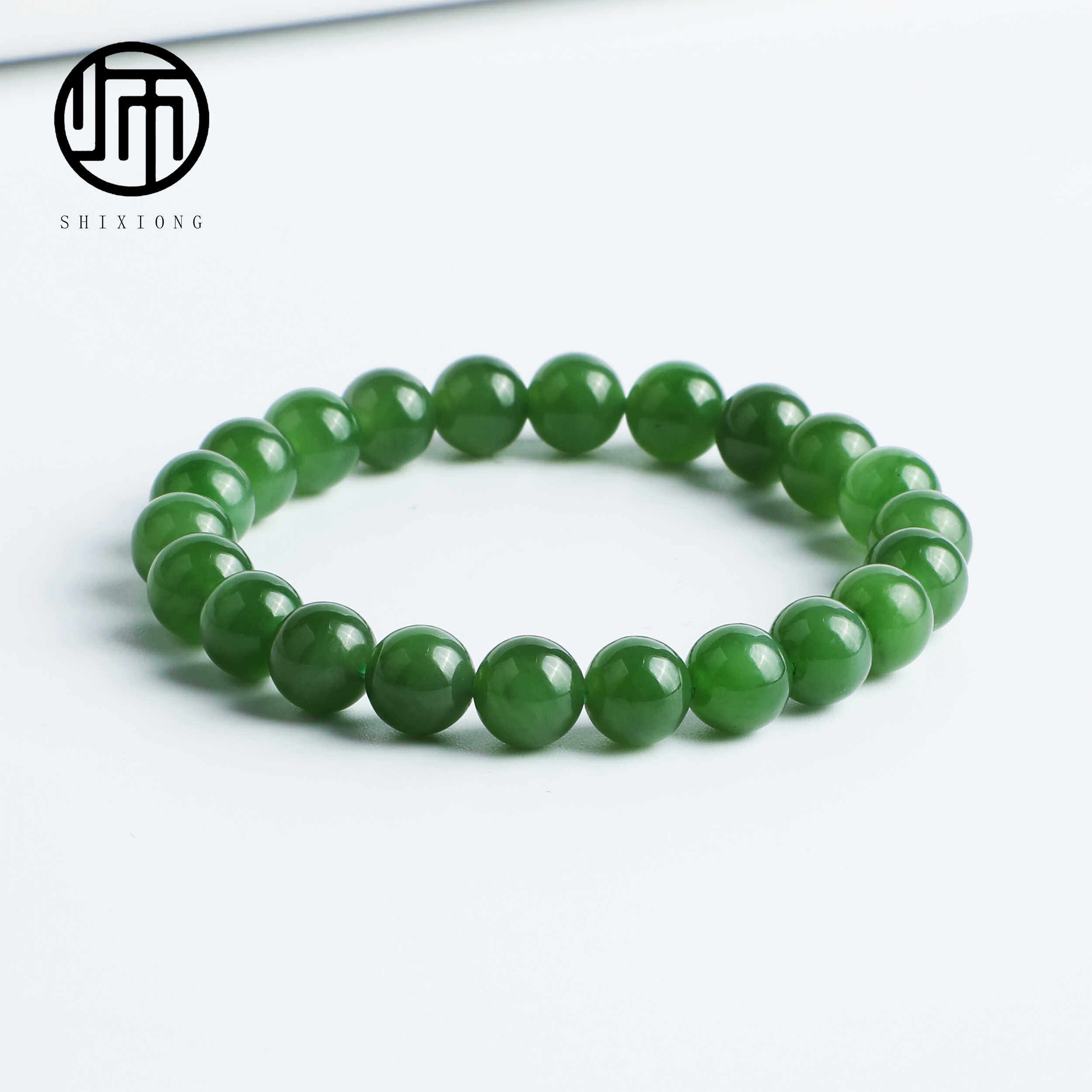 收藏级天然俄罗斯七号矿老料苹果绿阳绿一细碧玉圆珠手串7mm
