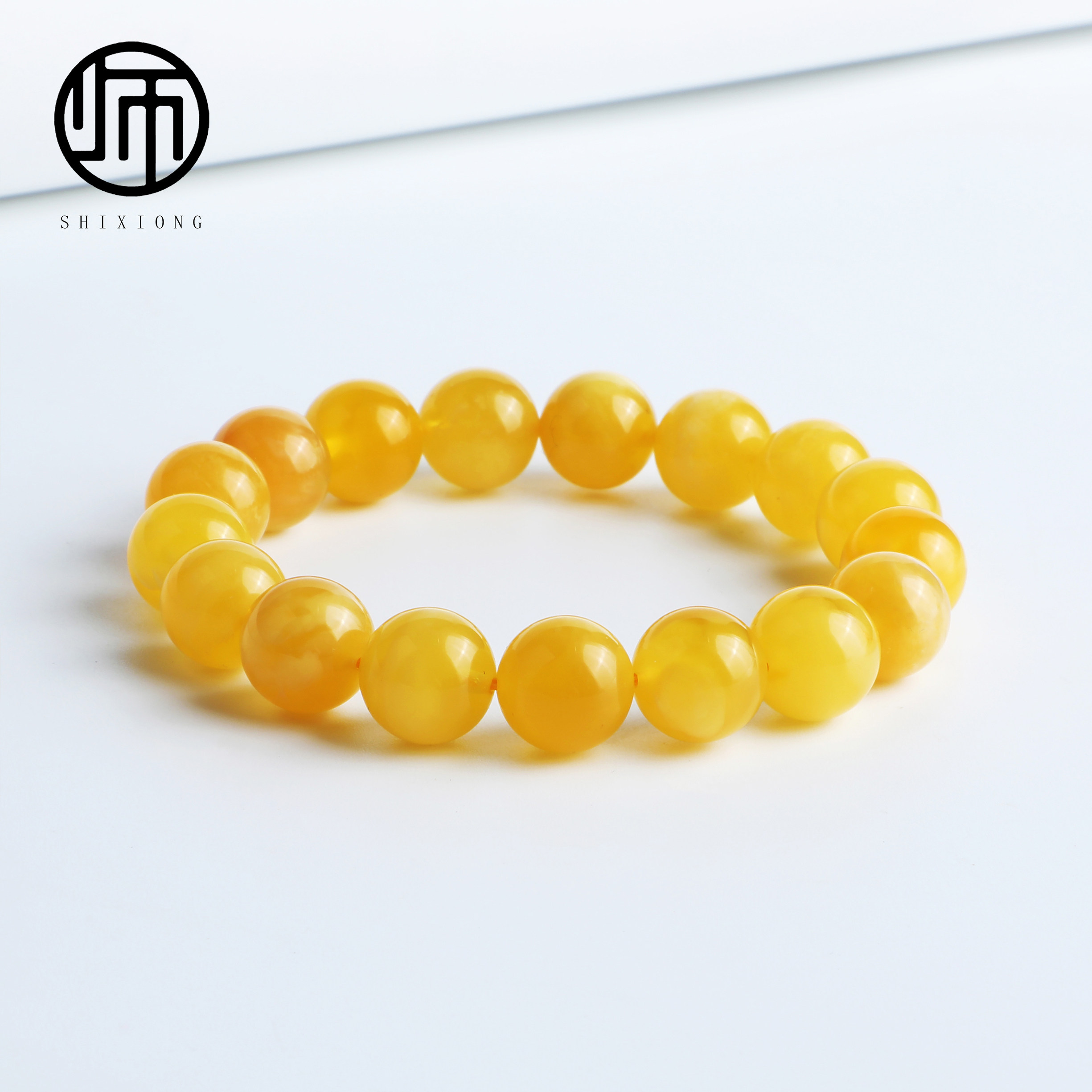 收藏级纯天然无优化波罗的海焦皮料鸡油黄蜜蜡圆珠手串12mm