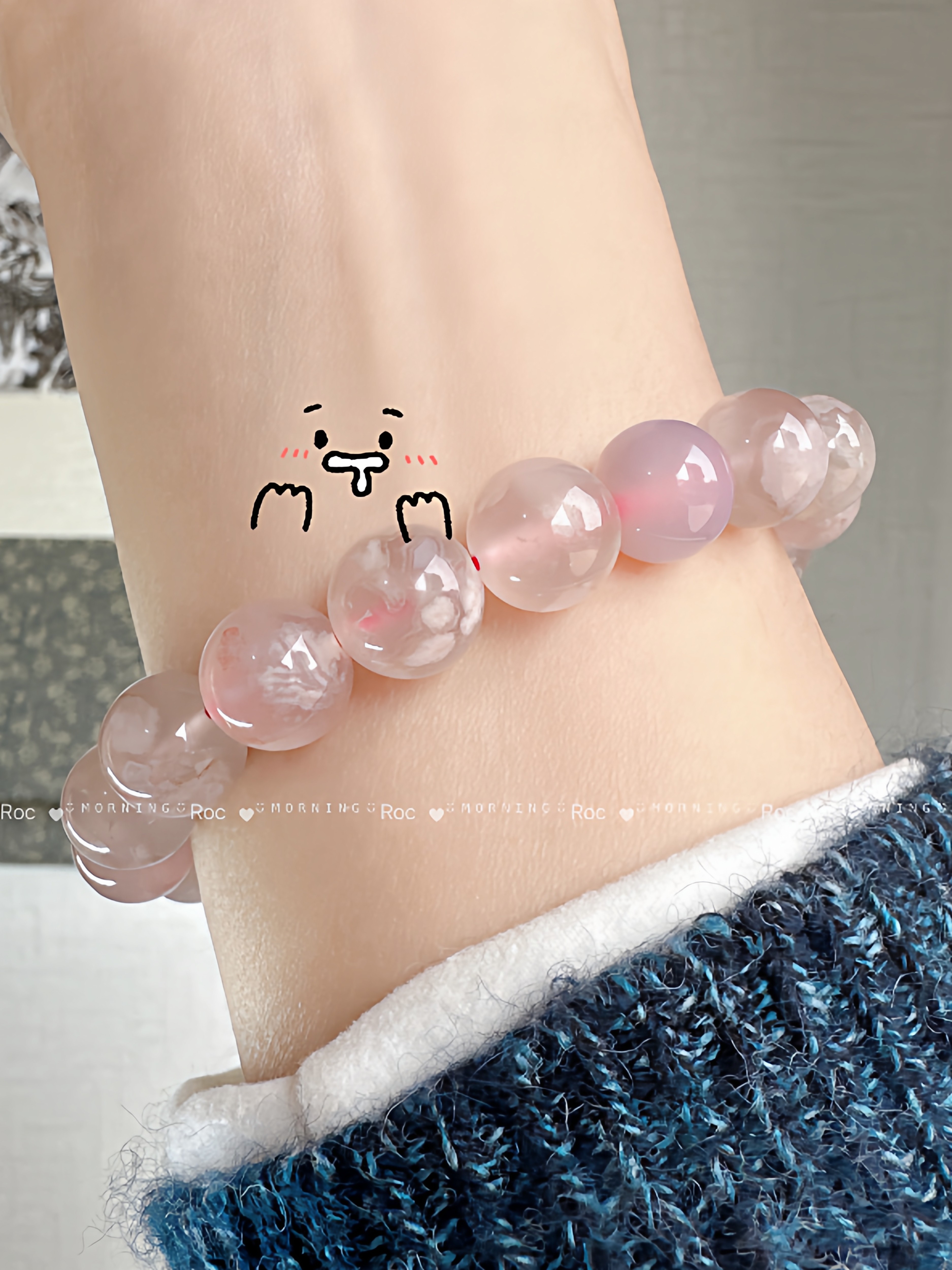 「樱花飘落 」天然樱花玛瑙手串单圈百搭森系可爱风礼物水晶手链