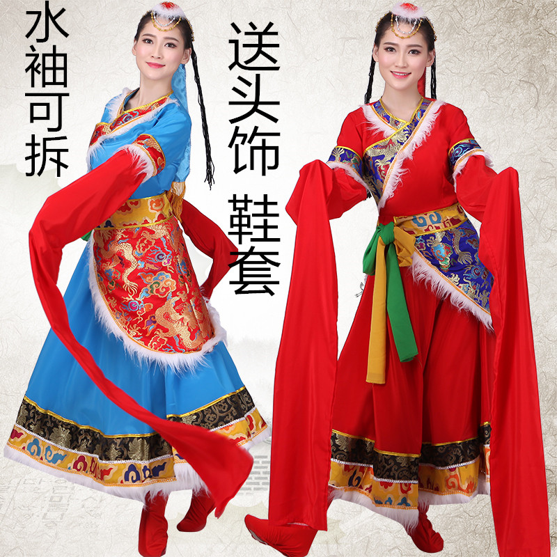 藏族新款女装西藏民族表演服装臧族舞台装藏族大摆裙特价服饰女装