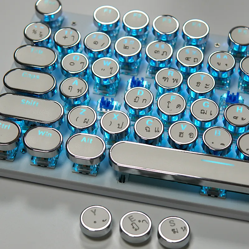 【泰文键盘】复古圆形蒸汽朋克旋钮机械键盘 虾皮Lazada 泰国