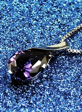 热卖项链巴西吊坠天使之泪紫水晶巧兰轩仿纯银小饰品水滴型女