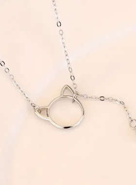 铃铛女士可爱简约项链生日礼物日韩巧兰轩韩版配饰猫咪锁骨链仿银