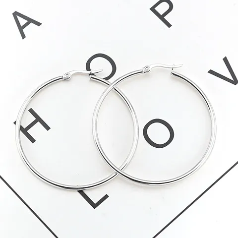 耳环圆形夸张耳饰大耳圈不锈钢耳扣直销时尚钛钢线大耳环欧美