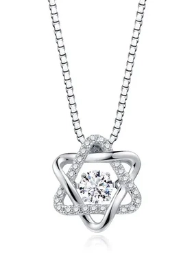 流行女款项链仿纯银巧兰轩星星锁骨六芒星灵动吊坠项饰品时尚