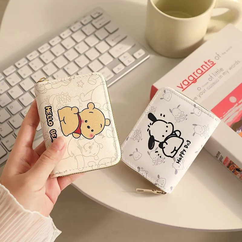 维尼熊风琴零钱卡包一体包大容量卡通便捷驾驶证证件卡包钱包女款