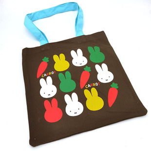 日本原单米菲兔可爱帆布休闲单肩包托特包 简约背包通勤通学包