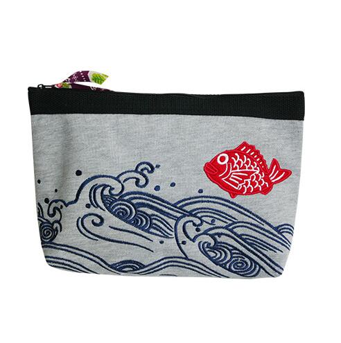 KNICK KNACK日本京都和風(fēng)精美刺繡手拿包 夾包 ipad包 大收納包
