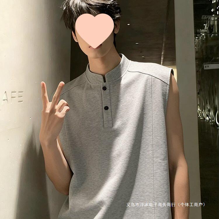 夏季美式重磅显瘦男士运动背心