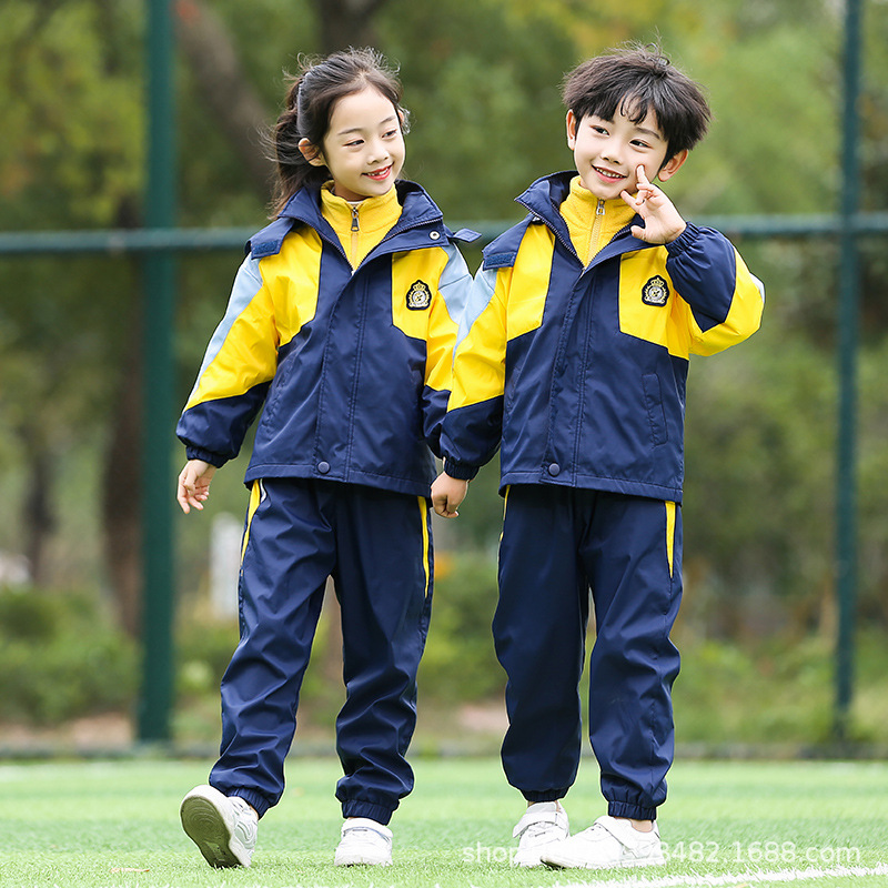 校服套装小学生冲锋衣三件套儿童防风保暖班服男幼儿园园服