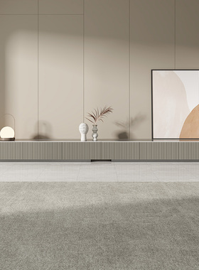 意式轻奢灰色岩板电视柜茶几组合现代家用储物高级小户型落地柜