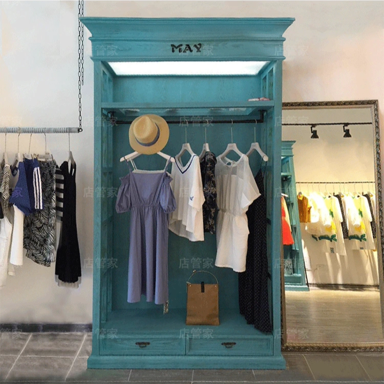 欧式复古服装店服饰帽包陈列柜商场一体式展示柜产品烤漆高柜定制