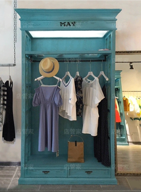 欧式复古服装店服饰帽包陈列柜商场一体式展示柜产品烤漆高柜定制