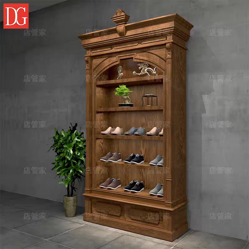 定制美式法式木质古董古玩展示柜服装店包包鞋子陈列高柜复古书柜
