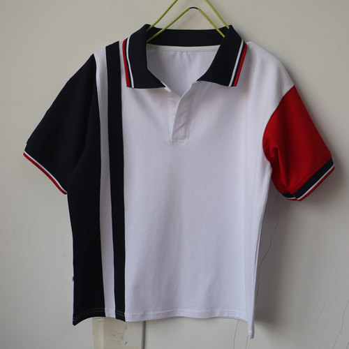 夏季薄款白拼藏蓝短袖棉质POLO衫运动休闲学生校服男女通用可定制