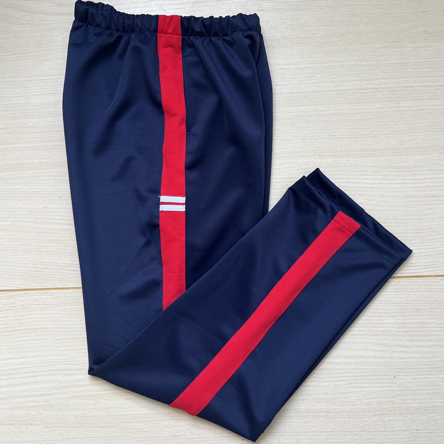 冬季加绒初高中小学生校服裤子藏蓝直口大红宽杠上压俩短白杠长裤