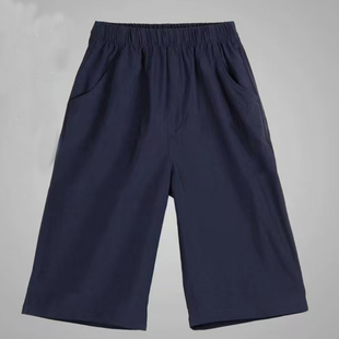 夏季 子潮男女高级情侣休闲五分短裤 短裤 藏蓝色直筒5分裤 薄款 新款