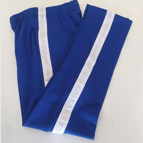 三帆中学深湖蓝白杠校服裤可定做