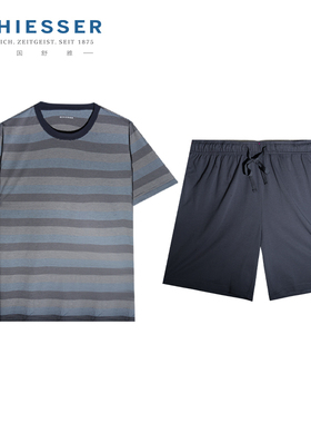 德国舒雅家居服男 春夏款22610H舒美棉全棉舒适短袖中裤睡衣套装