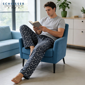 德国舒雅家居服男26春季 家居长裤 新款 26856P全棉纯棉印花宽松睡裤