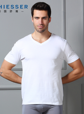 德国舒雅内衣男士 2件装20029M舒美棉纯棉V领短袖上衣打底汗衫T恤