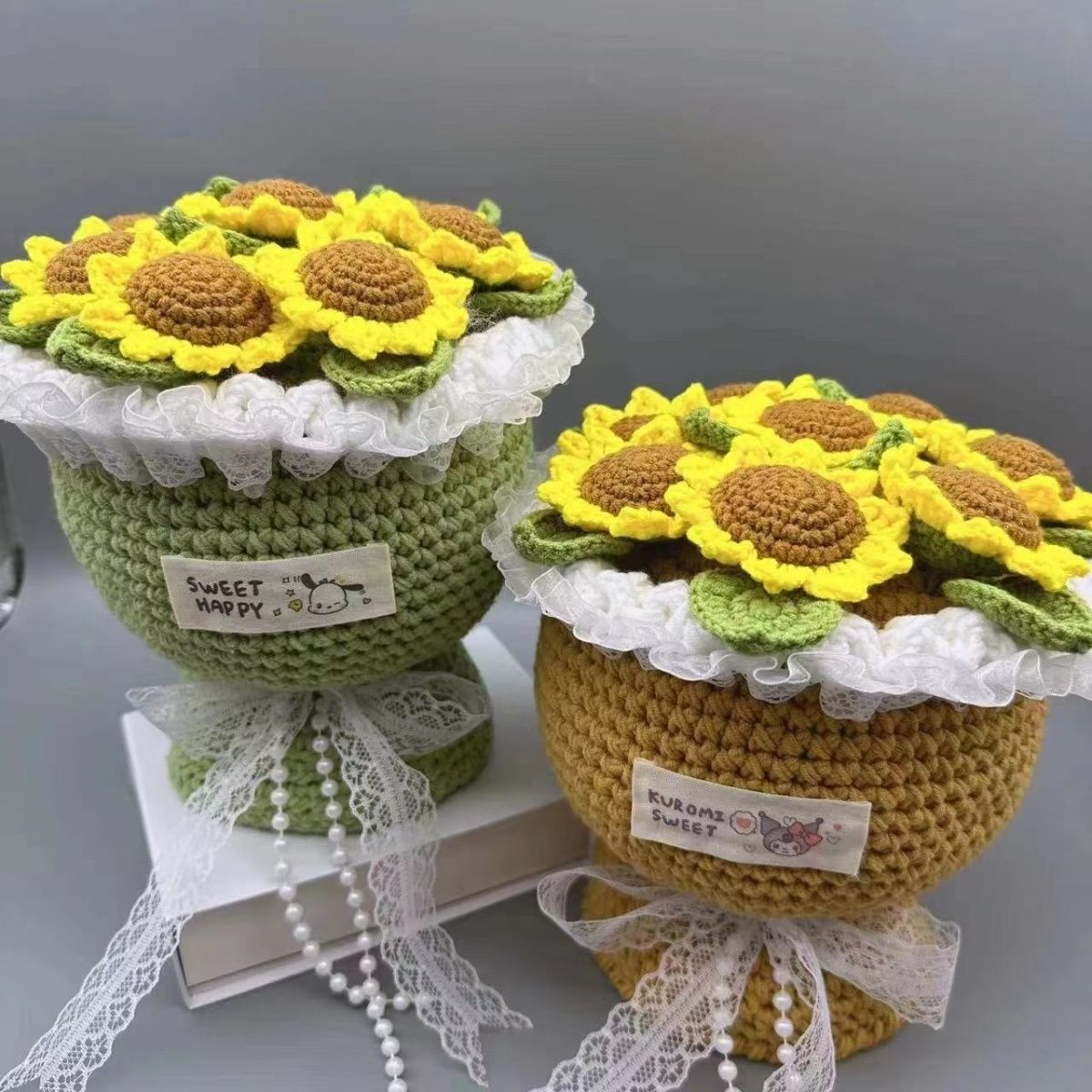 超大手捧花手工编织玫瑰花diy材料包毛线钩针向日葵花束女生礼物