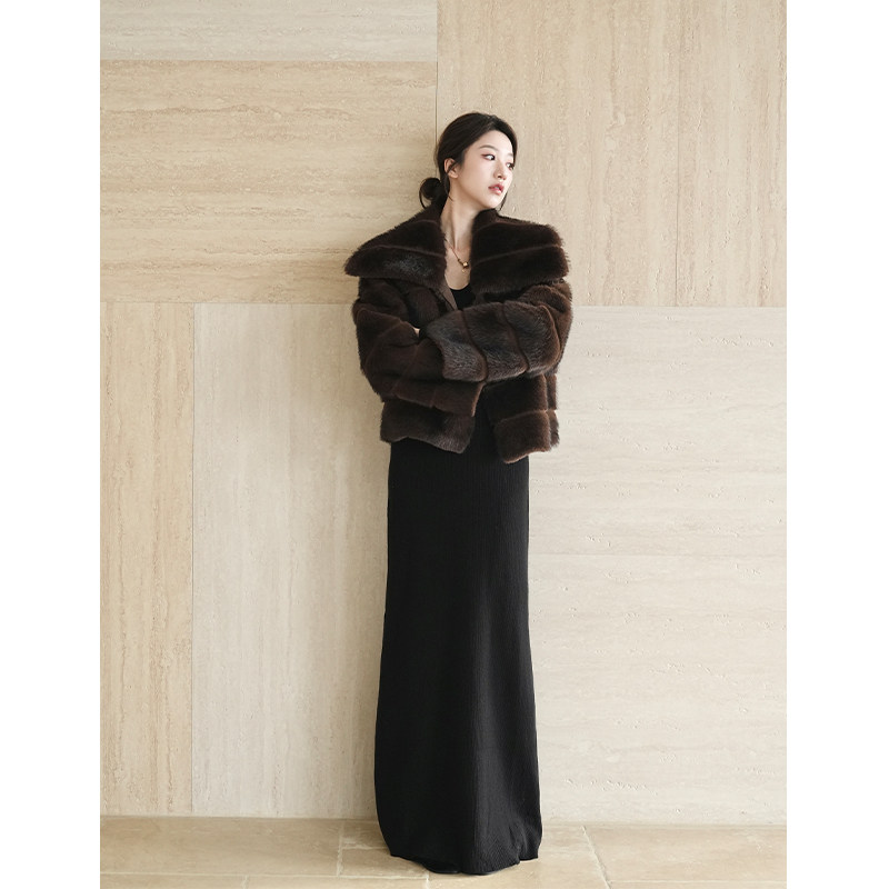 SerioLudere蛋仔很懒 强推！紫貂条纹短款翻领外套自留款环保皮草,女装/女士精品,皮草,淘宝优惠券,粉丝福利购,淘宝优惠卷