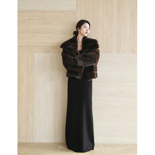 翻领外套自留款 紫貂条纹短款 环保皮草 强推 SerioLudere蛋仔很懒