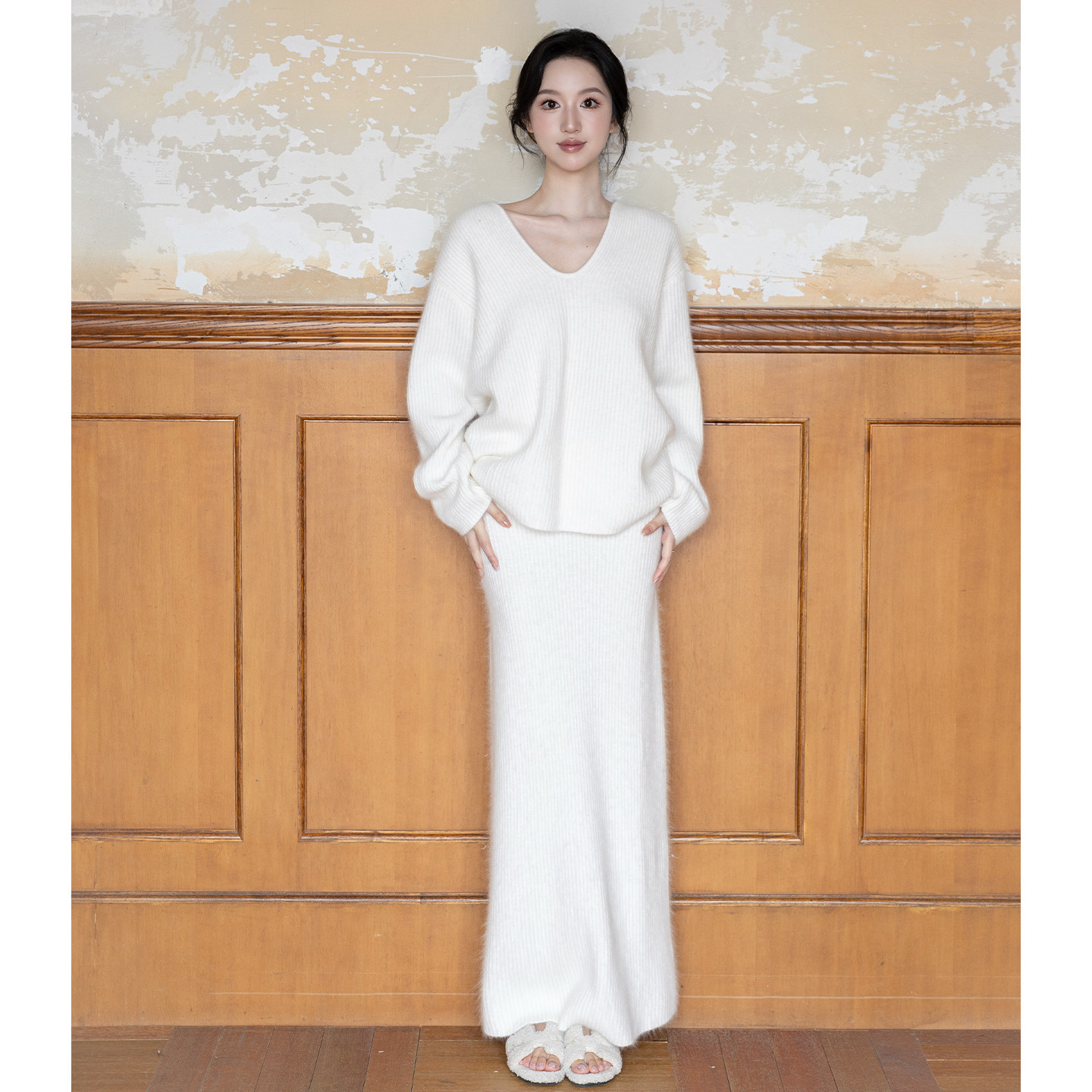 SerioLudere蛋仔很懒/慵懒随性宽松遮肉水貂毛宽松套头毛衣套装女,女装/女士精品,时尚套装,淘宝优惠券,粉丝福利购,淘宝优惠卷