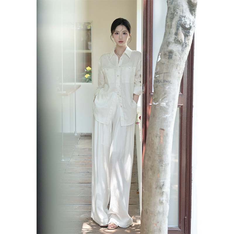SerioLudere蛋仔很懒/白色宽松衬衫阔腿宽松休闲裤亚麻老钱风套装,女装/女士精品,时尚套装,淘宝优惠券,粉丝福利购,淘宝优惠卷