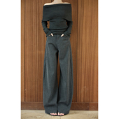 SerioLudere蛋仔很懒 加绒灰色高腰垂感直筒百搭不挑人阔腿休闲裤