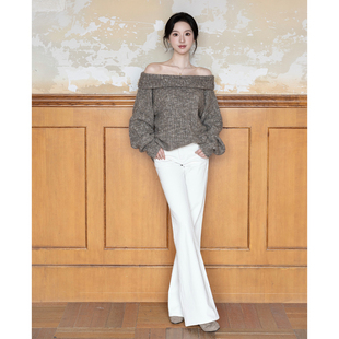 SerioLudere蛋仔很懒/一字肩宽松遮肉显瘦百搭时髦羊毛针织衫毛衣