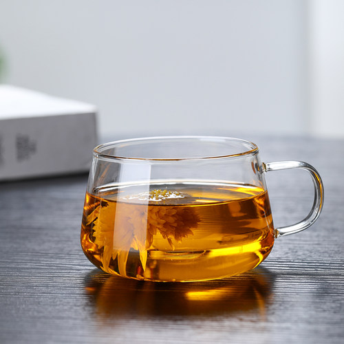 玻璃新款圆趣带把办公耐高温茶杯