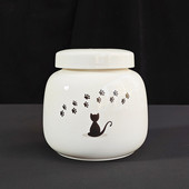 螺纹口陶瓷密封罐简影萌宠爪印宠物纪念小狗小猫口粮防潮储物罐子