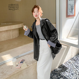 新款带包皮衣外套中长款858P185K268，女装皮衣，2D109