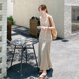 韩系米白色针织上衣半身裙套装女2025年夏季新款高级感气质两件套，女装套装/套裙，2D109