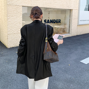 黑色时尚气质PU皮衣外套女2025年春秋季新款高级感宽松显瘦短上衣图片