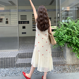 樱桃刺绣无袖背心裙度假风夏季2025新款韩版小个子减龄时尚连衣裙，女装连衣裙，2D109