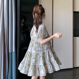 小个子独特漂亮娃娃裙女2025新款夏日清纯系海边度假风碎花连衣裙，女装连衣裙，2D109